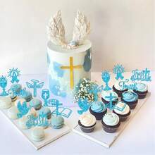 16 chiếc que giấy trang trí bánh cupcake chủ đề Lễ Rước Lễ lần đầu, chim bồ câu lấp lánh, lời chúc "Chúa ban phước", hình thánh giá, thích hợp trang trí bánh cupcake cho các bữa tiệc theo chủ đề Lễ Rước Lễ lần đầu, Lễ Rửa Tội, Lễ Ban Phép Thánh Thể. - Nhiều màu - Xem 7