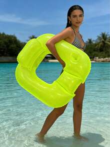 1pc Pearl Finish Square Recliner Floating Bed, Pearl Style Design With Backrest And Cup Holder, Inflatable Floating Bed Suitable For Swimming Pool, Beach, Beach Party, Water Park, Inflatable Floating Device, Pool Float, Water Resting Seat, Inflatable Raft, Inflator Pump Needs To Be Purchased Separately - Pearlescent Positive-form Float - View 12