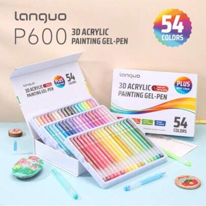 Bộ bút gel acrylic 3D 36/54 màu, đầu bút nhọn 1mm, thích hợp cho giấy đen, đá, thủy tinh, vải và các chất liệu khác, lý tưởng cho các dự án thủ công và nghệ thuật DIY.