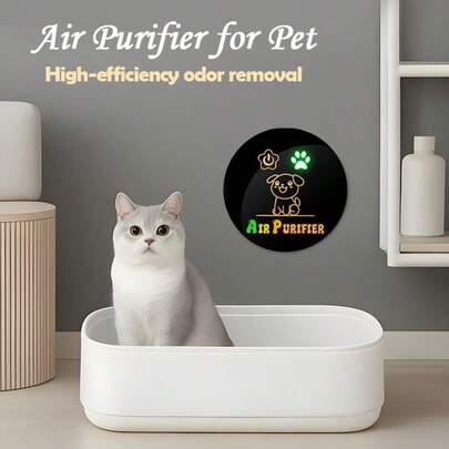 小巧智能宠物除臭净化器，强效空气净化除臭，消除所有宠物异味，免滤网免维护，全屋智能净化，双模式，USB供电，适用于小空间，不含电池