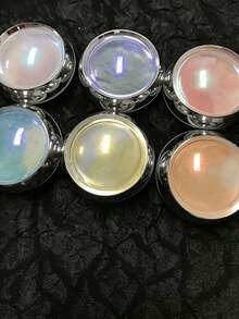 6 Colors Aurora Powder + 6 Brushes - Fairy Magic Mirror Powder, Aurora Shimmering Rainbow Mermaid Princess Nail Powder, Makeup - 彩色 - 查看 4