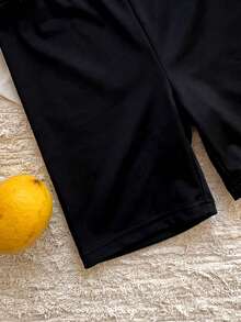 1pc Girls Basic Black Shorts, Simple Summer Casual Wear For Toddlers - Black - View 4