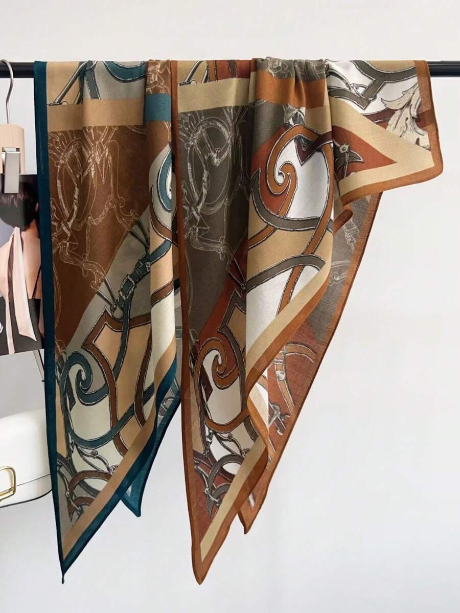 女士几何图案围巾，适合日常佩戴 - 彩色 - 查看 1