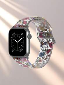 半透明春季花卉图案时尚硅胶表带，兼容 38mm 40mm 41mm 42mm 44mm 45mm 49mm，兼容 Series Ultra/SE/8/7/6/5/4/3/2/1 - 彩色 - 查看 5