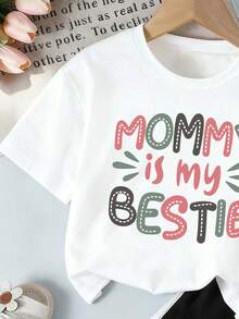 Bộ áo thun tay ngắn và quần short in chữ cho bé gái mới biết đi - trắng - Xem 3