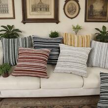 1pc Bohemian Style Striped Throw Pillow Cover, Woven Texture Fabric, Hidden Zipper Design, Size 16*16/18x18/20x20 Inches, Suitable For Living Room, Bedroom, Sofa, Bed Decor, Creating Neutral Modern Farmhouse Style, All Season, Pillow Insert Not Included - Multicolor - View 4