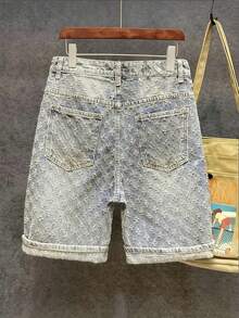 Teen Boys American Fashion Jacquard Denim Shorts - Light Wash - View 2
