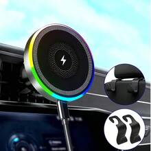 Cargador inalámbrico de coche de 15W con fuerte succión y carga rápida, soporte magnético para teléfono con rotación de 360°, brazo ajustable y plegable con rotación de 360°, accesorio de carga inalámbrica duradero para coche - multicolor - Ver 16