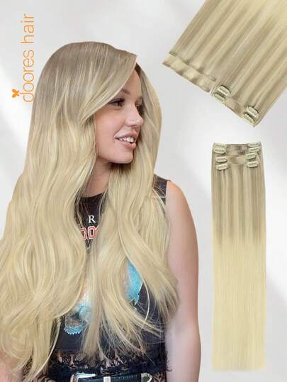 DOORES 4PCS Clip In Hair Extensions Straight 100% Real Human Hair Natural Virgin Human Hair Extensions Double Weft Clip Ins Invisible & Soft Mini Hair Pieces For Thinning Hairs For Women And Men Daily Use Easy To 3-Minute Quick Wear Seamless Clip Ins Hair Extensions