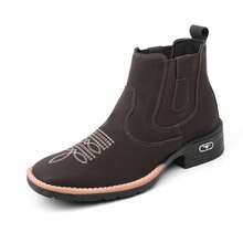 Men's Country Ankle Boot, Casual Suede Cowboy Boot, Comfortable And Durable. - 鏽棕色 - 查看 6