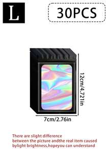 100个/10个装可重复密封袋，透明窗口食品保鲜袋，糖果袋，软糖袋，铝箔袋，派对礼品包装袋，全息可重复密封拉链食品保鲜袋，铝箔防臭袋，塑料扁平包装袋，适用于派对礼品、食品、糖果、珠宝、唇彩等，多种尺寸和颜色可选。 - 彩色 - 查看 19