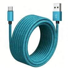 USB A 转 Type C 数据线 3A 快充[3.3 英尺/6.6 英尺/10 英尺] USB-C 快充尼龙编织线 兼容三星 Galaxy S26 S25 S24 S23 S22 S21 S10、Note 20 10 9 A51 G8 G7、Pixel 及其他 USB-C 设备 - 薄荷藍 - 查看 1