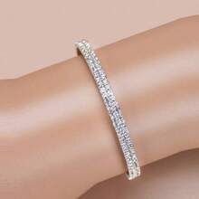 1 chiếc vòng tay đính kim cương toàn bộ thời trang dành cho nữ, vòng tay đa năng đeo hàng ngày và dự tiệc. - Vàng - Xem 9