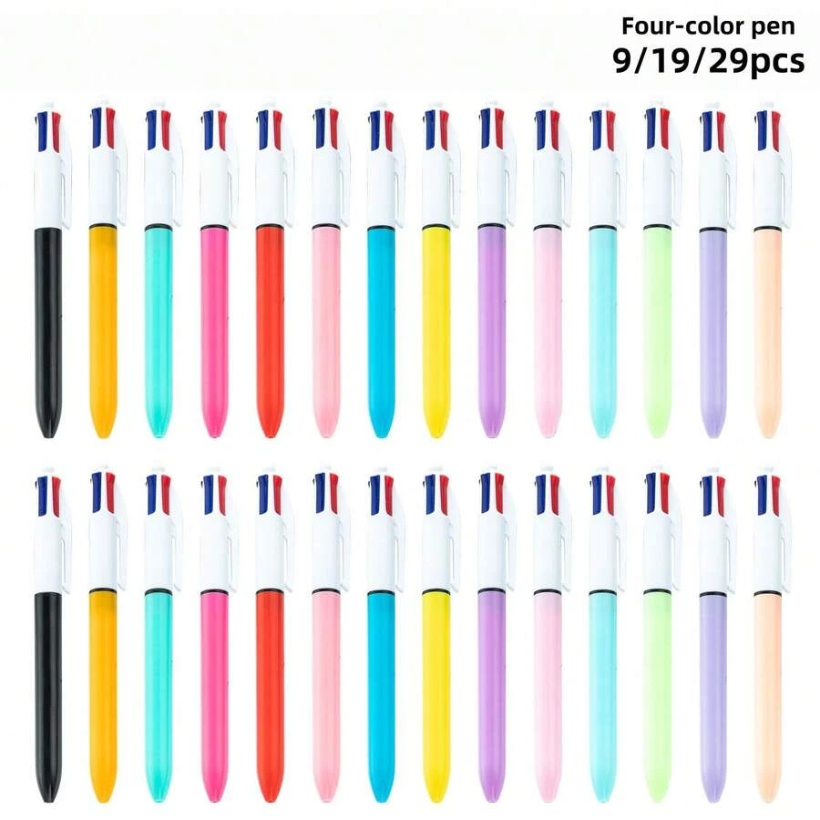 4 Color Fashion Retractable Ballpoint Pen With 1.0 Mm Medium Point And Assorted Ink, 9/19/29-Count Pack In Multicolor - Four-color pen - 查看 1