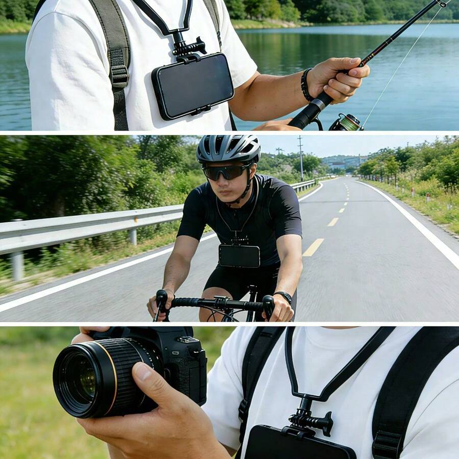 Soporte para teléfono colgante del cuello, trípode para vlogging en primera persona, soporte para teléfono de pecho sin manos, soporte ajustable 360° para toma en primera persona, adecuado para iPhone 15/14/13, teléfonos Android, para viajes, senderismo, creación de contenido, transmisión en vivo, fotografía, deportes al aire libre - Negro - Ver 1