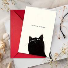 Set Of 1 Original Birthday Greeting Card Featuring A Black Cat And Fun Black Cat Designs. Envelopes Included. Suitable For Family, Friends, Sisters, Brothers, And Best Friends - Perfect For All Cat Lovers! - View 4