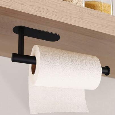 1pc Stainless Steel Kitchen Wall-Mounted Towel/Tissue/Cling Wrap Holder, No Drilling Required
