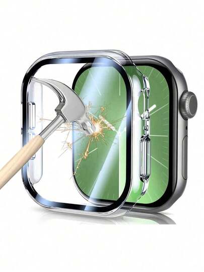 3-In-1 Protective Case, Including Screen Protector, Compatible With Series 10/9/8/SE2/7/6/SE/5/4/3/2/1 - 49mm/46mm/42mm/45mm/44mm/41mm/40mm Ultra-Thin Protective Frame | Full Coverage Hard PC Protective Case | High-Definition Ultra-Thin Watch Protective Case - Transparent