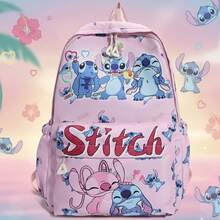 Stitch Pattern Backpack, Ideal For Students And Travelers - Bright Pink Multi-Compartment Everyday Backpack Adorned With Lilo And Stitch Patterns - Large Capacity Backpack With Side And Front Pockets - Ergonomic And Comfortable Shoulder Design, Perfect For School - Also Suitable For Outdoor Leisure - Multicolor - View 2
