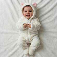 Sheep Winter  For Babies, Long Sleeves, Sheepskin, Hooded With Ears, Children's Clothing - 淺粉色 - 查看 3