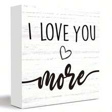 1PC Wooden Box Decorative Signs & Plaque, 5x5 Inch Tabletop Decor With I Love You More Saying, Farmhouse Style Sign For Home Decor, Rustic Wood Sign For Living Room, Bedroom, Wedding Decor, Perfect Gift For Your Lover, Great For Shelves - 1PC - View 1