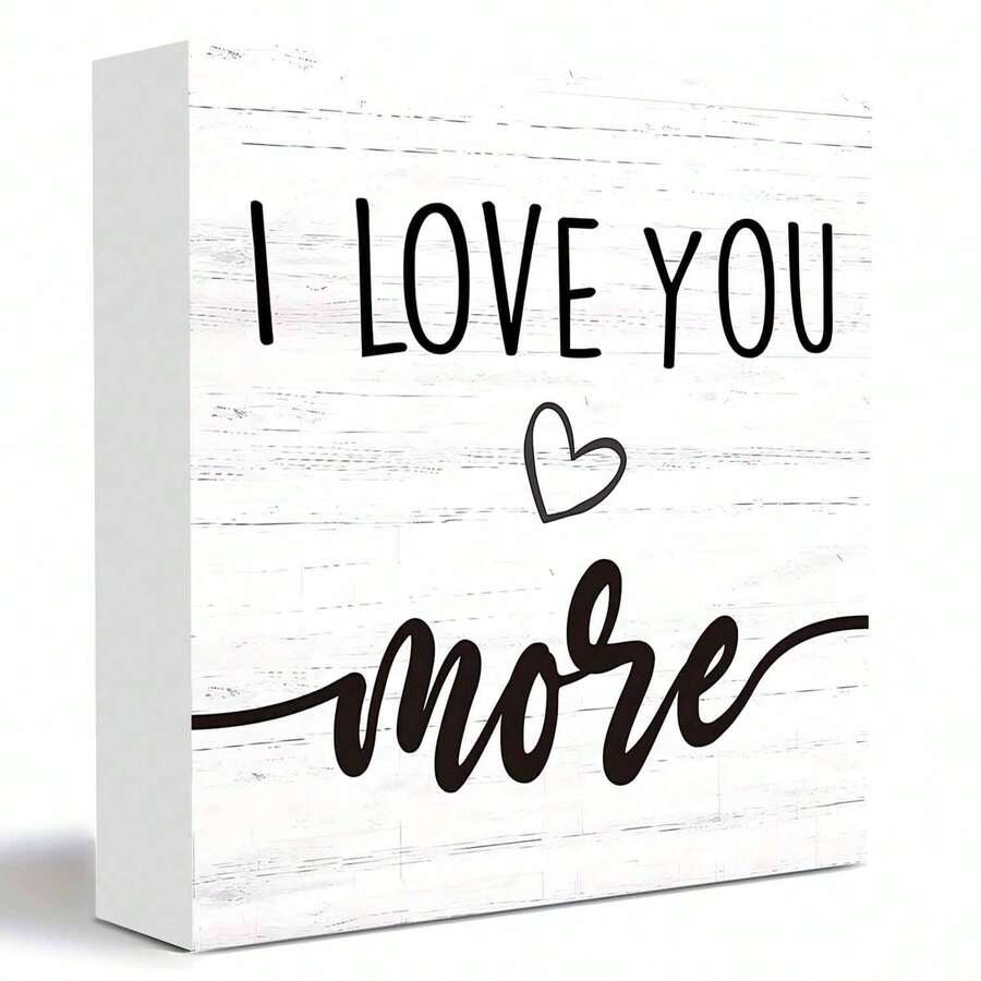 1PC Wooden Box Decorative Signs & Plaque, 5x5 Inch Tabletop Decor With I Love You More Saying, Farmhouse Style Sign For Home Decor, Rustic Wood Sign For Living Room, Bedroom, Wedding Decor, Perfect Gift For Your Lover, Great For Shelves - 1PC - View 1