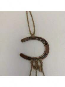 Wooden & Metal Horseshoe Wind Chime With Hemp Rope And Brass Bells - Ideal For Patio Or Porch Decor - Copper Coin - View 2