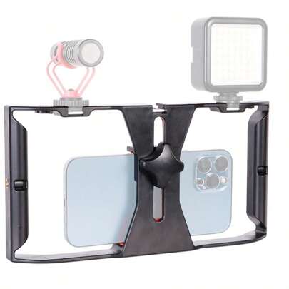 可调节大尺寸智能手机摄影配件，带三脚架和补光灯，全新专业智能手机拍摄稳定器框架手持云台相机三脚架，适用于智能手机视频和照片拍摄，生日周年纪念礼物