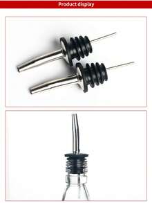 鸡尾酒和葡萄酒倒酒器，带瓶塞、防漏酒嘴、保鲜醒酒器倒酒嘴 - 銀色 - 查看 2