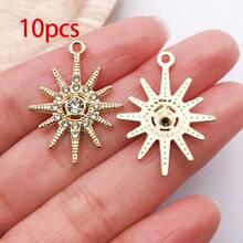 10/30 chiếc mặt dây chuyền đính đá lấp lánh hình ngôi sao, mặt trăng, mặt trời mạ vàng dùng để làm trang sức thủ công DIY, vòng cổ, vòng tay, bông tai. - Nhiều màu - Xem 36