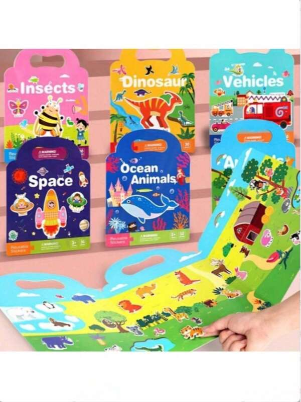 Bộ 30 cuốn sách dán sticker có thể tái sử dụng, mang tính giáo dục và giải trí, thân thiện với trẻ em, thiết kế chống thấm nước hai mặt, bao gồm các hình khủng long, động vật và xe cộ, đồ chơi giáo dục, thích hợp làm quà tặng cho Lễ Phục Sinh, Ngày Cá tháng Tư, Ngày Thiếu nhi, đồ thủ công dán sticker, món quà hoàn hảo cho trẻ em.
