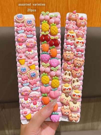 20pcs Fruit-Shaped Hair Ties, Cute & Sweet Hair Accessories For Daily Use