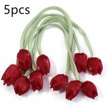 5 piezas/paquete Capullos de flores de tulipán con cinta de doble cara, decoración floral para el hogar, suministros de embalaje de regalos, accesorios de ropa, decoraciones de lazos DIY - Tulipán de cinta - Ver 14