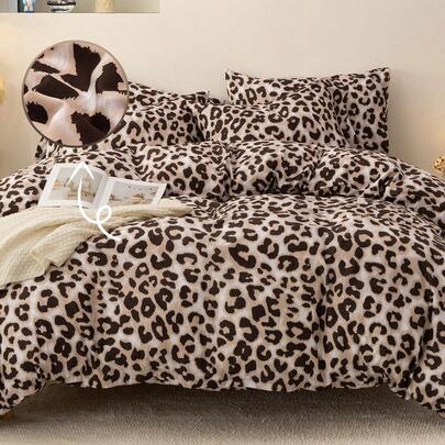 Blissful 3pcs Bedding Set, 3-Piece Duvet Cover Set (2 Pillowcases 1 Duvet Cover) Suitable For All Seasons, Sexy Leopard Print Duvet Cover, Full/Queen Size, Suitable For Bedroom, Dorm (Boys/Girls), Travel