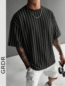 GRDR 男士时尚圆领短袖T恤 | 精致设计 | 夏季必备 | 百搭易穿 | 展现你的风格 - 黑色 - 查看 4