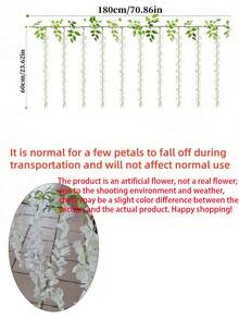 2/5件套，10件紫色紫藤悬挂装饰，人造白色紫藤藤蔓，丝绸紫藤花环，适用于婚礼拱门、派对花园、家居装饰、复活节礼物、婚礼装饰、精美房间装饰、情人节、生日礼物、毕业礼物 - 白色 - 查看 8