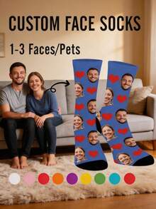 Kaos Kaki Sepak Bola dengan Foto Wajah Kustom | Kaos Kaki Pemain Sepak Bola Kartun yang Dipersonalisasi | Kaos Kaki Olahraga Pria Setinggi Betis | Hadiah Unik untuk Penggemar Sepak Bola dan Pacar - MultiWarna - View 1