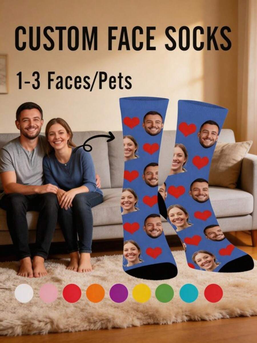 Kaos Kaki Sepak Bola dengan Foto Wajah Kustom | Kaos Kaki Pemain Sepak Bola Kartun yang Dipersonalisasi | Kaos Kaki Olahraga Pria Setinggi Betis | Hadiah Unik untuk Penggemar Sepak Bola dan Pacar - MultiWarna - View 1