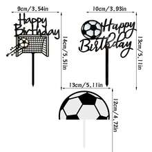 Set de decoración de pastel de cumpleaños con tema de fútbol, que incluye 6 piezas/3 piezas/1 pieza, con portería de acrílico, decoraciones de pastel de fútbol, adecuado para decoración de fiesta de cumpleaños de deportes de fútbol - Multicolor - Ver 6
