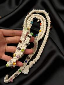Nuevo collar largo y colorido para mujeres, decoración versátil para el cuello, accesorio de cinturón trenzado para la cintura - Piedras de colores tejidas - Ver 4