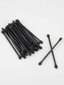 双头眼影刷 时尚实用长柄海绵棒涂抹器 唇部眉刷 美妆工具 - 黑色 - 查看 2
