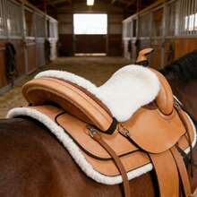 Almohadilla de silla de montar, cojín de silla de montar amortiguador de golpes, almohadilla de silla de montar de felpa blanca, para equitación estable, suministros duraderos para caballos - Ver 2