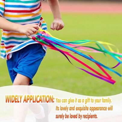 Zestaw 6 tęczowych wstążek, w tym wstążki do tańca, rzucane różdżki Waldorf z drewnianymi kółkami, wstążki i szarfy urodzinowe. Nadaje się na ślub, pannę młodą, przyszłą pannę młodą, druhny, dekoracje ślubne, wieczór panieński, akcesoria imprezowe i wstążki ślubne. Mogą być używane jako: ukończenie szkoły, przyjęcie, akcesoria na bal maturalny, akcesoria ślubne, upominki ślubne, prezenty dla druhen, rekwizyty do okrzyków, niezbędne elementy przyjęcia weselnego, prezenty dla druhen i inne prezenty ślubne (żywe kolory).