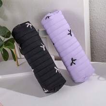 蝴蝶结图案铅笔盒 柔软触感笔袋 拉链大容量学生文具袋 便携式文具袋 学习用品 - 多色 - 查看 4