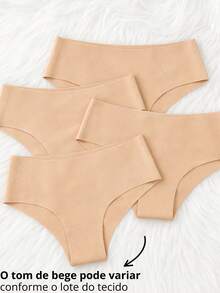 Set Of 3 High-Waisted Seamless Panties, Premium Fabric, No Leave Marks - Cos Mamut - Beige - View 2
