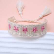 1pc Embroidered Pentagram Handmade Braided Bracelet - Beige - View 7