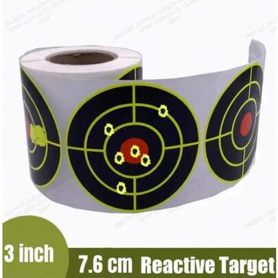 100 miếng dán bia tập bắn màu đỏ 3 inch đa năng với vòng vàng và đen, bia tập bắn huỳnh quang dùng trong nhà/ngoài trời.
