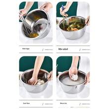 Bộ bát trộn đa năng 3 trong 1 bằng thép không gỉ, bao gồm dụng cụ bào, thái rau củ, rổ lọc và tô trộn, dụng cụ nhà bếp tiết kiệm không gian dùng để làm salad, sơ chế rau củ, rửa và làm ráo nước. - S - Xem 1