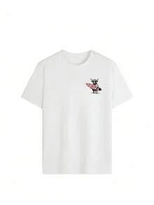 女士夏季短袖印花T恤，白色休闲沙滩滑板元素上衣度假款 - 白色 - 查看 3