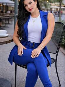 Women Suit Sets - Blue - View 3